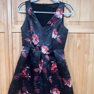 Black dress with pink flowers